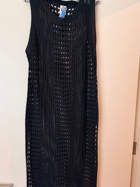 Sleeveless Black Crochet Maxi Dress - Unbranded